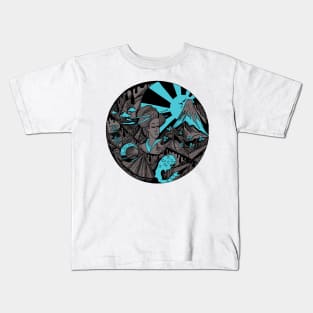 Blue Grey Dreaming of Japan Kids T-Shirt